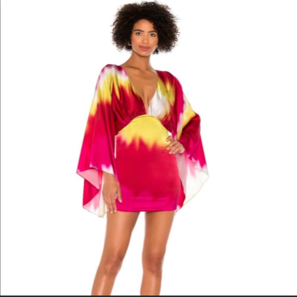 Lovers + Friends Remi mini silk dress in tiedye 💕